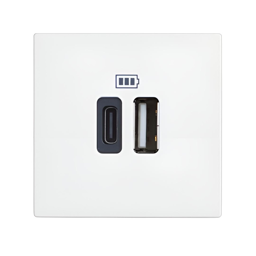Розетка 2xUSB за зареждане тип A+C 3A 15W 2 мод. цвят Бял /блистер/ Classia Bticino