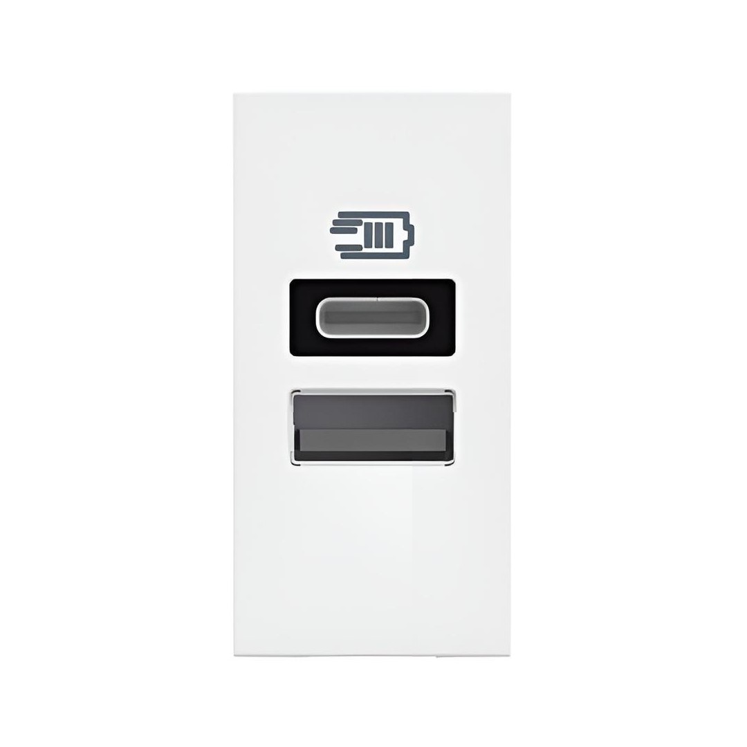 Розетка 2xUSB за зареждане тип A+C 3A 15W 1 мод. цвят Бял /блистер/ Classia Bticino