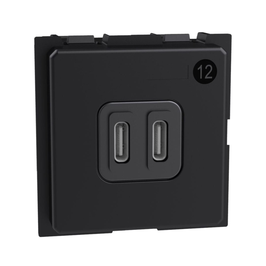 Розетка 2xUSB за зареждане тип C+C 3A 30W 2 мод. Living Now Bticino