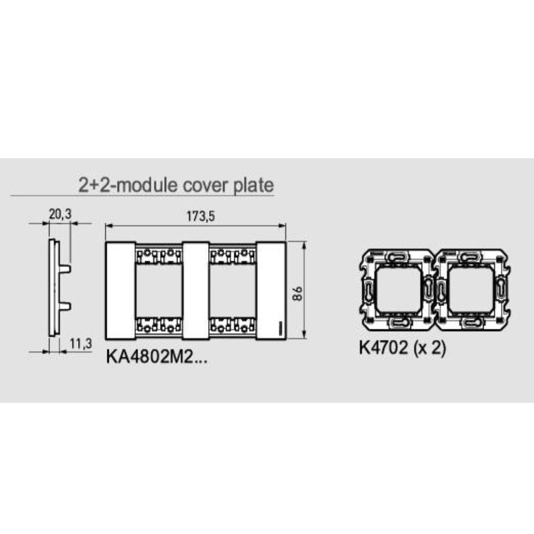 Рамка 2×2 мод. метална цвят Стомана (Steel) Living Now Bticino