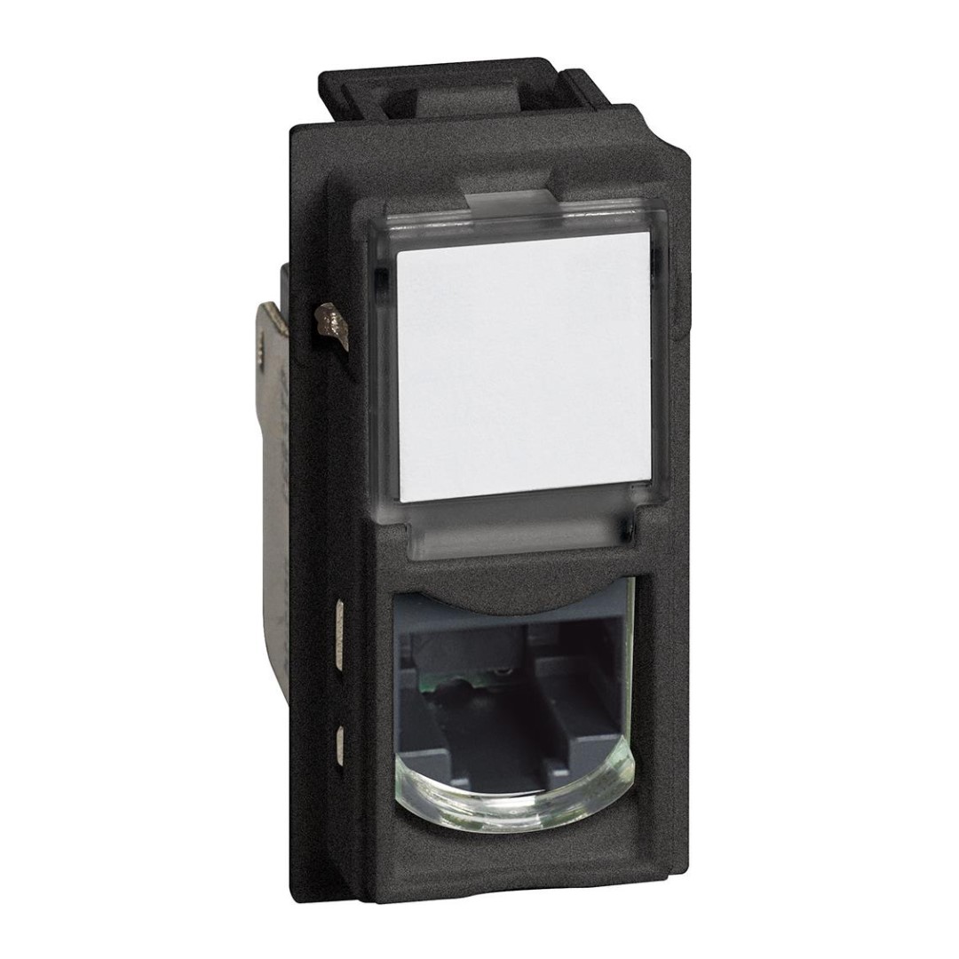 Розетка RJ45 cat.5e UTP конектор toolless IDC 1 мод. цвят Черен Living Now Bticino