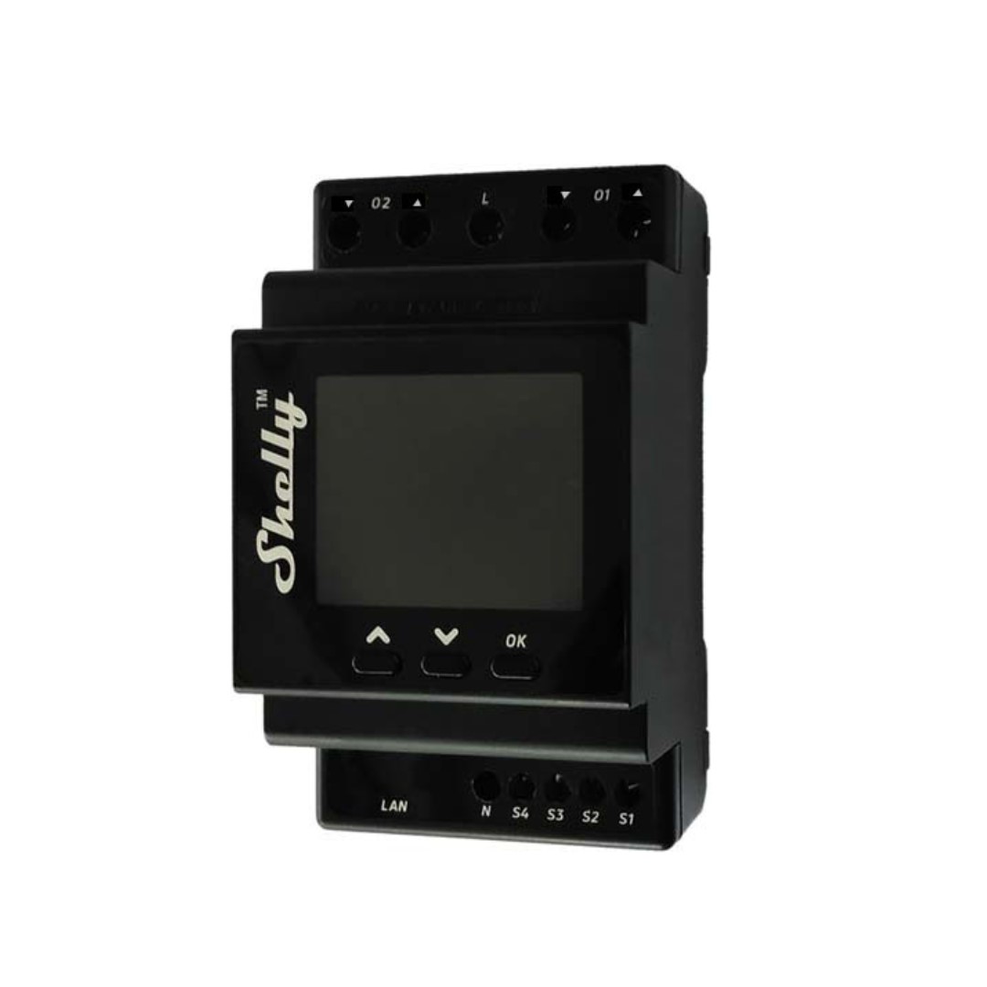 Импулсно Smart реле 2х щори 16A (40A) с мерител за DIN монтаж Shelly PRO Dual Cover PM