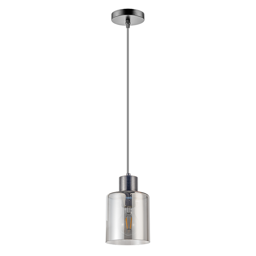 Висящо осветително тяло, стъклено, 1m, E27, 220-240V AC, черно