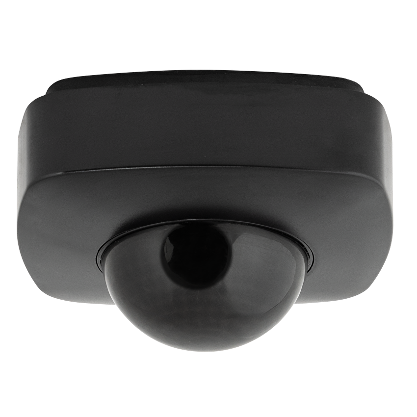 PIR сензор за движение и присъствие за открит монтаж с черна леща, 360°, 10m, IP20, черен