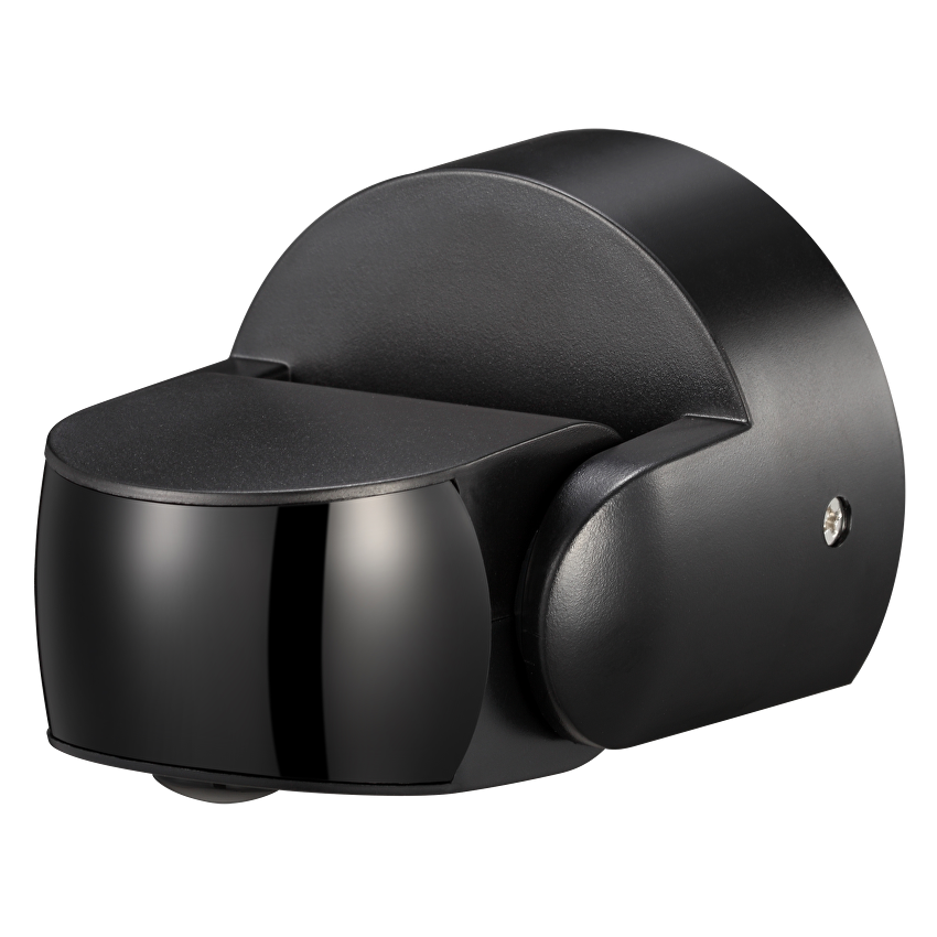 PIR сензор за движение за открит монтаж с черна леща, 2xPIR, 180°/360°, 9m, IP65, черен