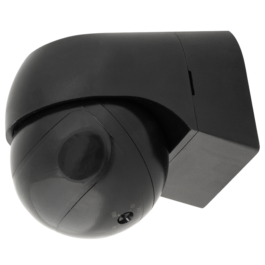 PIR сензор за движение за открит монтаж с черна леща, 180°, 12m, IP44, черен