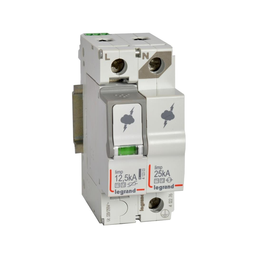 Катоден отводител тип 1+2 SPD 12.5kA 320V 1P+N R с индикация Legrand