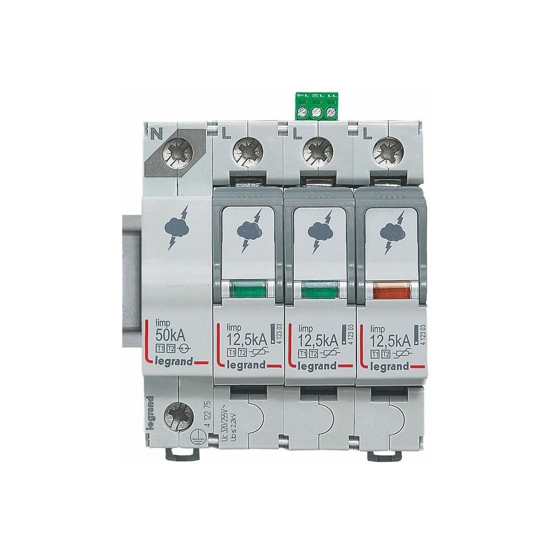 Катоден отводител тип 1+2 SPD 12.5kA 320V 3P+N L с индикация Legrand