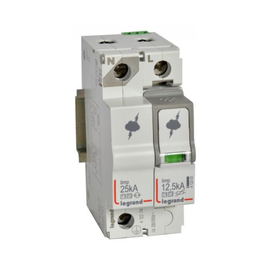 Катоден отводител тип 1+2 SPD 12.5kA 320V 1P+N L с индикация Legrand