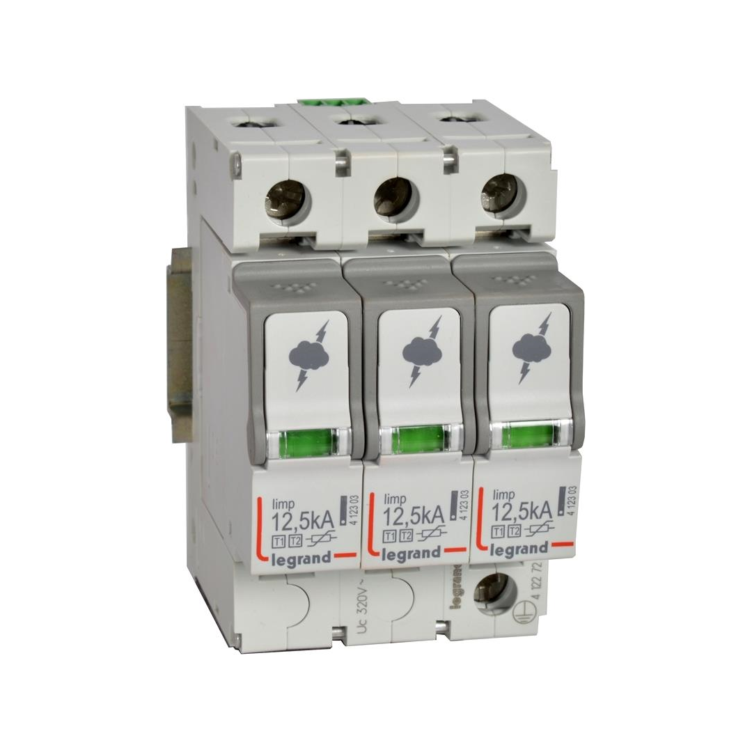 Катоден отводител тип 1+2 SPD 12.5kA 320V 3P с индикация Legrand