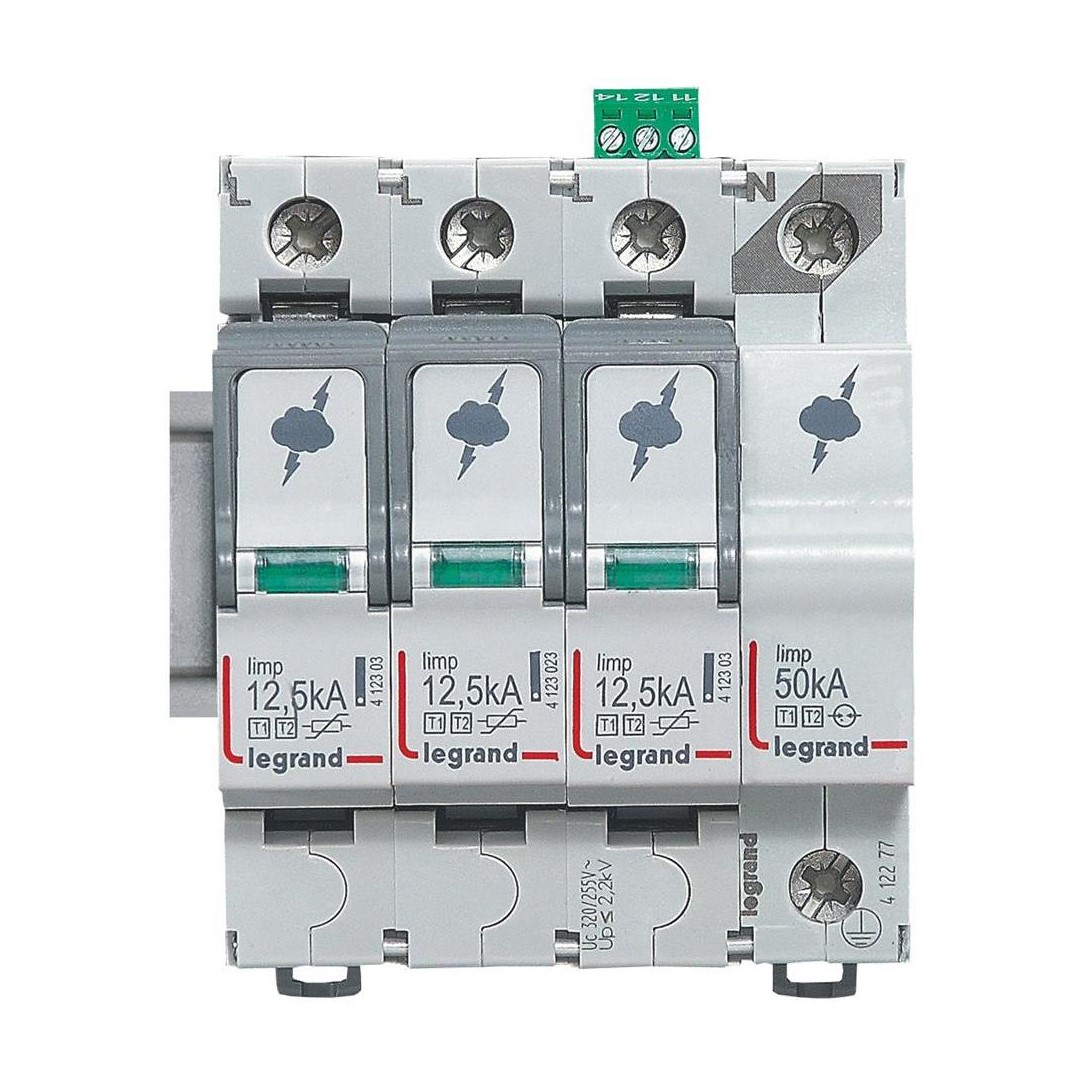 Катоден отводител тип 1+2 SPD 12.5kA 320V 3P+N R с индикация Legrand
