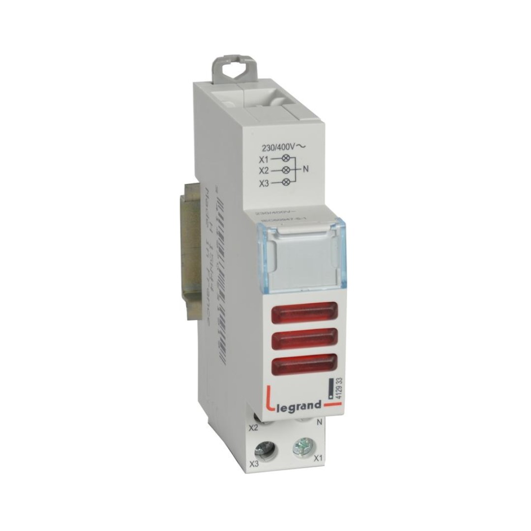 DIN Индикатор за три фази червен 220/400V 1 мод. Legrand