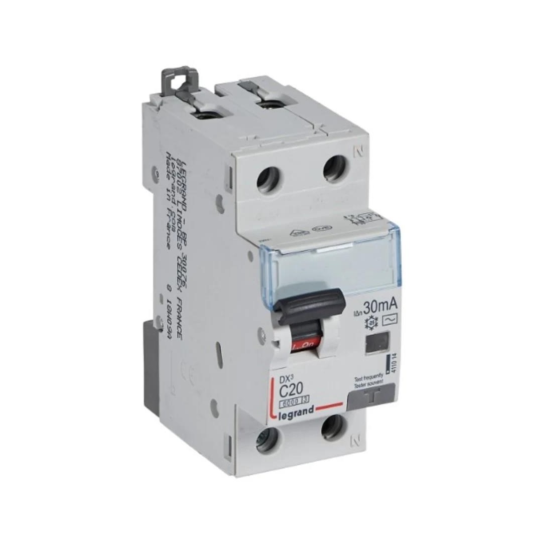ДТЗ комбинирана DX3 1P+N 20A крива C 30mA тип AC 6kA 2 мод. Legrand