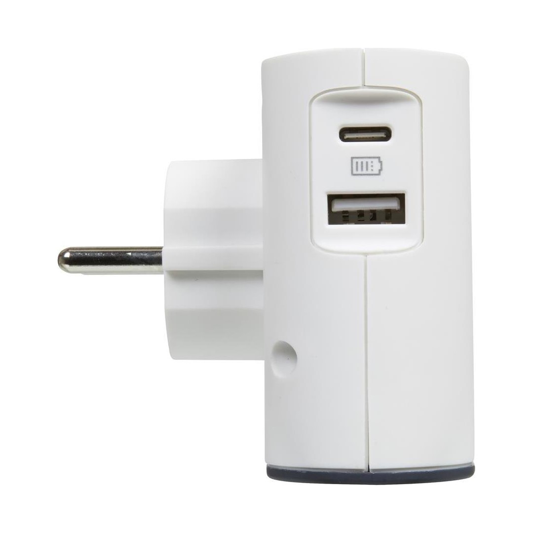 Адаптер за контакт плосък 2х Евро контакт 6A и USB A+C NEW Legrand