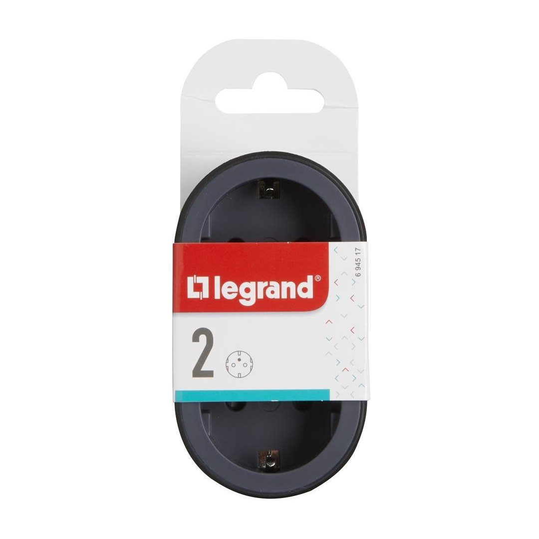 Адаптер за контакт 2х Шуко черен NEW Legrand