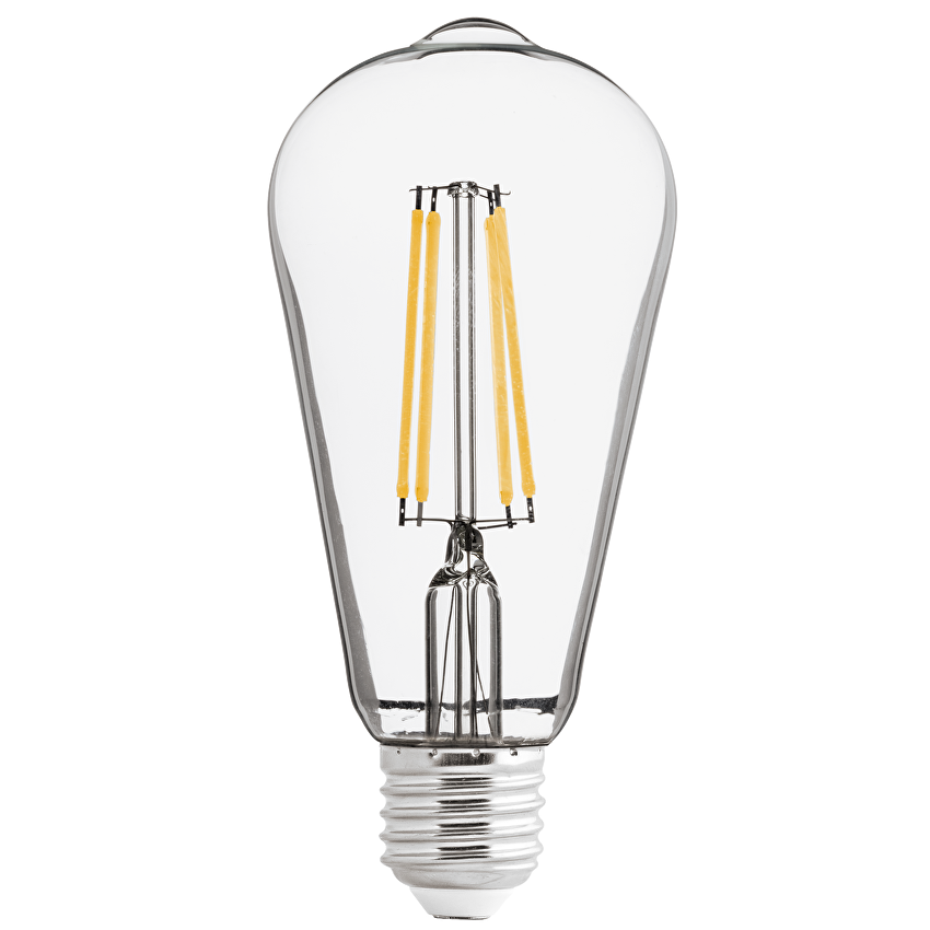 LED filament COB Лампа крушка, Димираща, 8W, E27, 4200K, 220-240V AC, Неутрална светлина, ST64