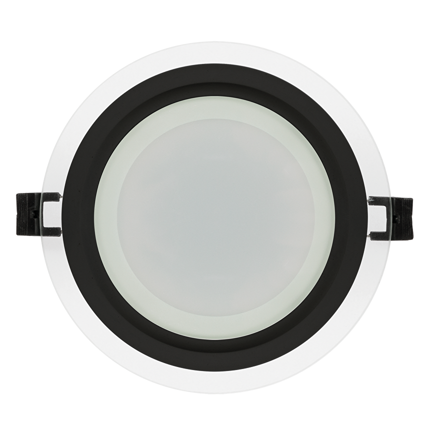 LED СТЪКЛЕН ПАНЕЛ ЗА ВГРАЖДАНЕ, КРЪГ, 18W, 4200K, 220-240V AC, IP44, ЧЕРЕН РИНГ