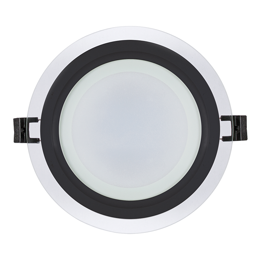 LED СТЪКЛЕН ПАНЕЛ ЗА ВГРАЖДАНЕ, КРЪГ, 12W, 4200K, 220-240V AC, IP44, ЧЕРЕН РИНГ