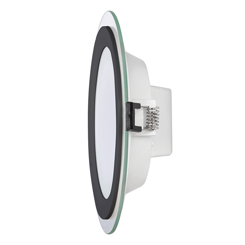 LED СТЪКЛЕН ПАНЕЛ ЗА ВГРАЖДАНЕ, КРЪГ, 12W, 4200K, 220-240V AC, IP44, ЧЕРЕН РИНГ