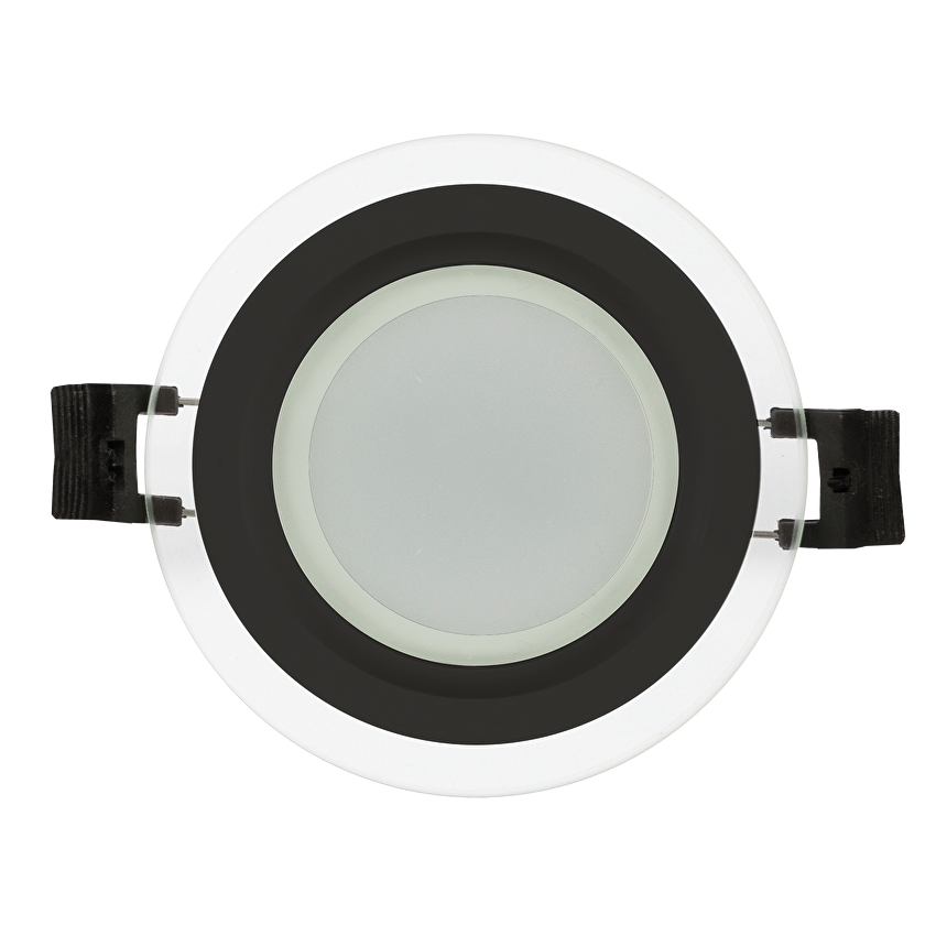 LED СТЪКЛЕН ПАНЕЛ ЗА ВГРАЖДАНЕ, КРЪГ, 6W, 4200K, 220-240V AC, IP44, ЧЕРЕН РИНГ