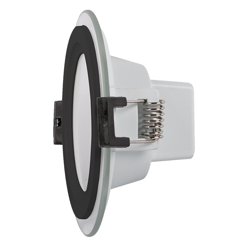 LED СТЪКЛЕН ПАНЕЛ ЗА ВГРАЖДАНЕ, КРЪГ, 6W, 4200K, 220-240V AC, IP44, ЧЕРЕН РИНГ