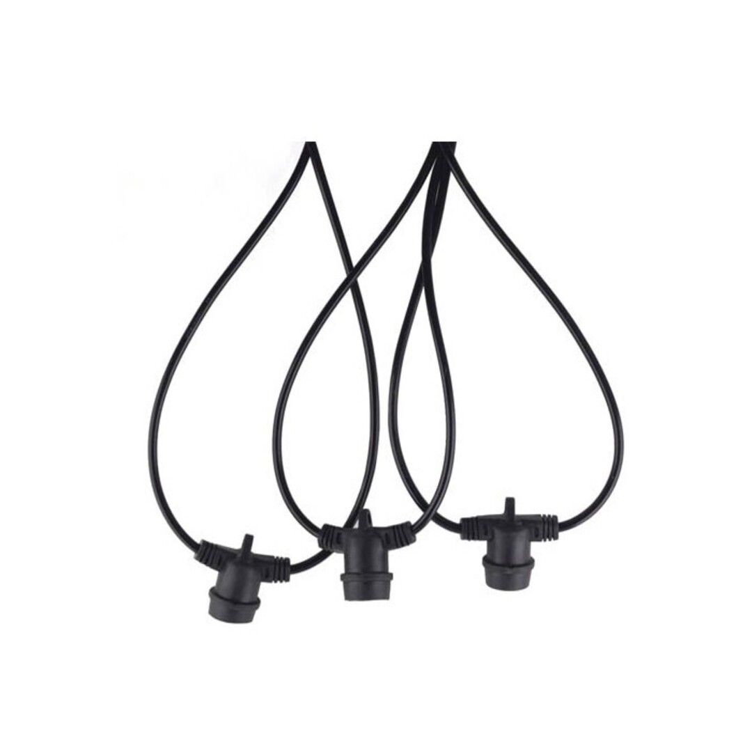 Градински гирлянд с фасунги 10 x E27, 10м, 10 x Max 60W, IP44, Черен, Vito
