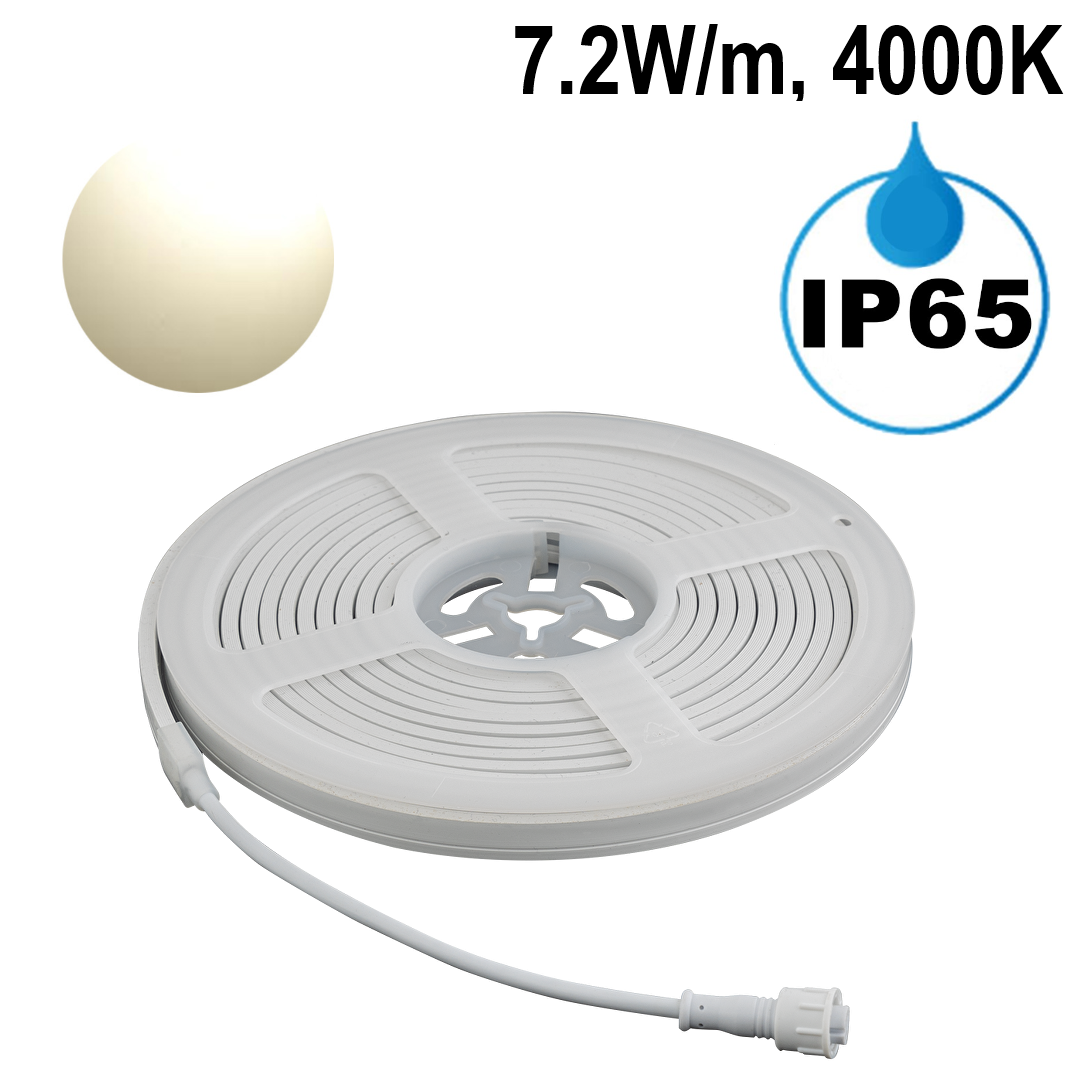 LED ФЛЕКС НЕОН 7.2W/M, 4000K, 24V DC, 140 LEDS/M, SMD2835, IP65