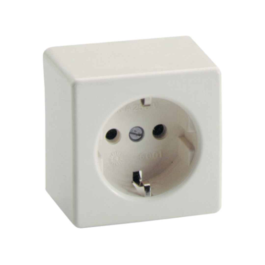 Контакт 2P+E, 16A 250V открит монтаж Бял, Solera