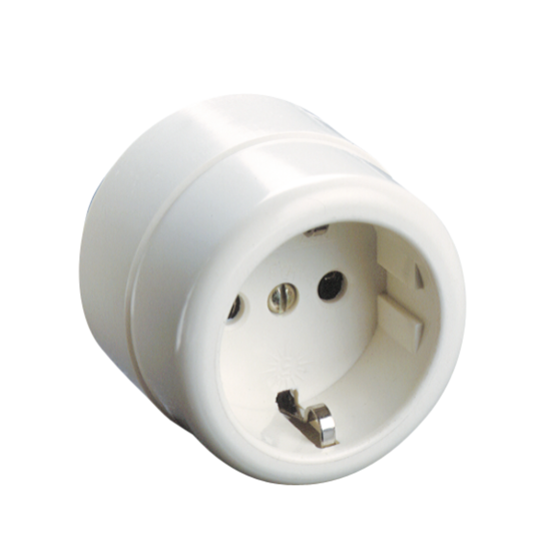Контакт 2P+E, 16A 250V открит монтаж Бял, Solera