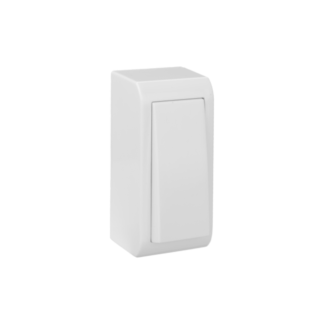 Ключ тесен, 10А, 250V~, Открит монтаж, Бял цвят