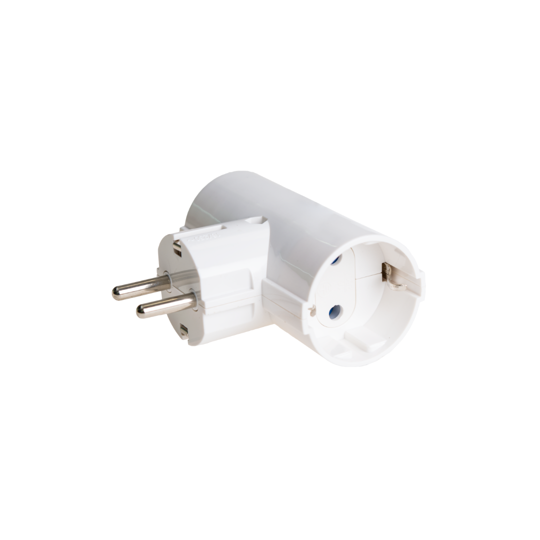 Адаптер, двоен контакт 2P+E, 16A, 250V~, Бял цвят.