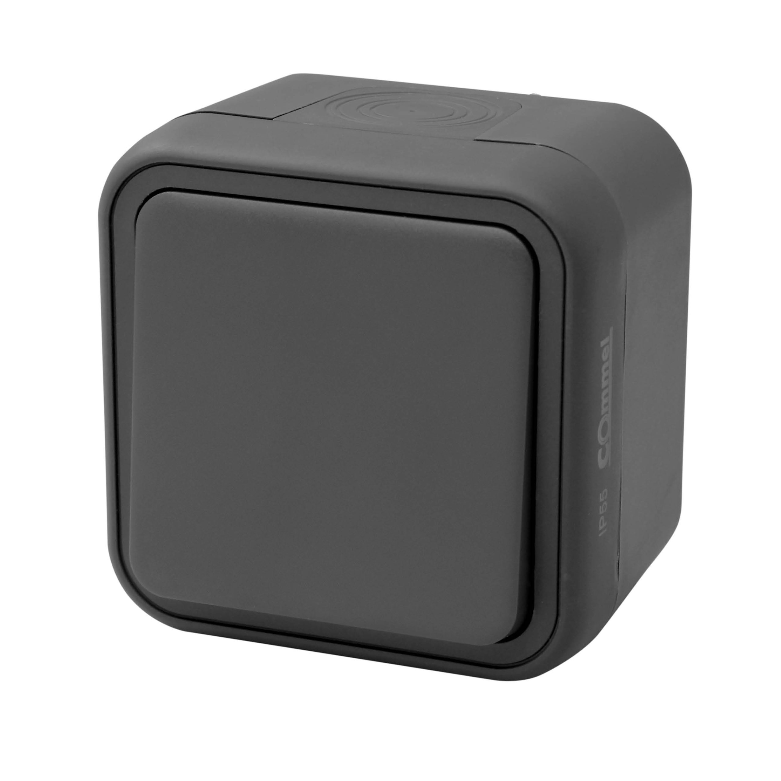 Еднополюсен ключ за открит монтаж IP55 цвят Антрацит Commel