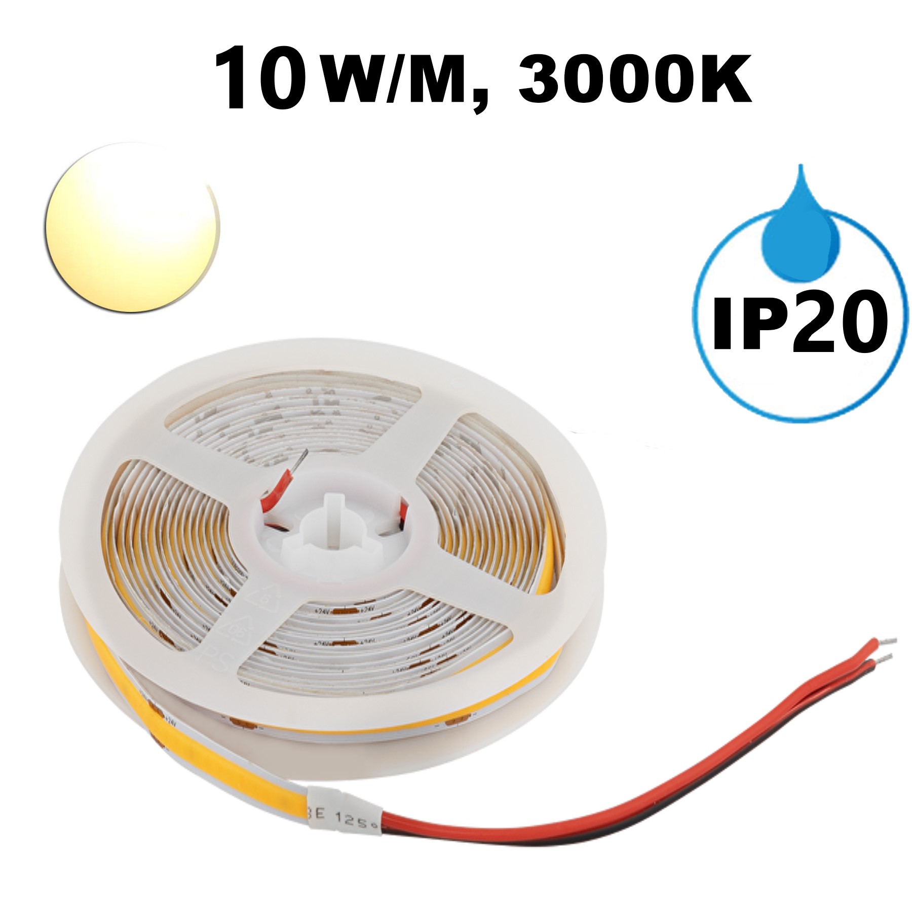ПРОФЕСИОНАЛНА LED ЛЕНТА 10W/M, 3000K, 24V DC, 320 LEDS/M, COB