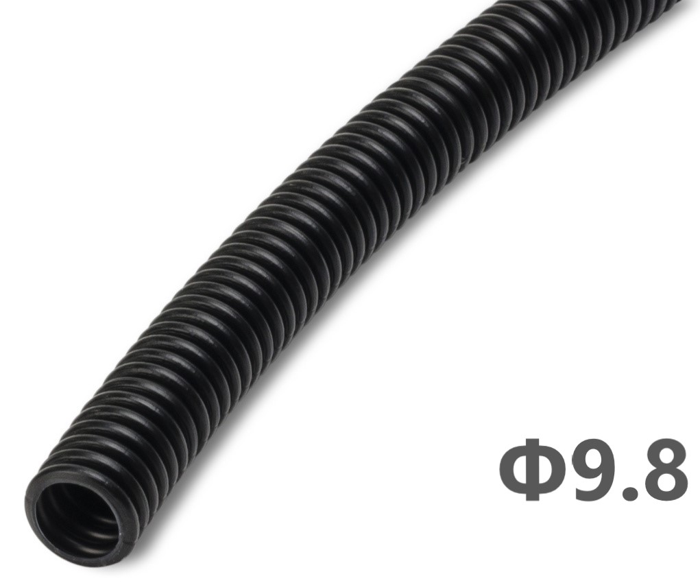 Гофрирана тръба Ф9.8, 320N, UV стабилизирана, цвят Черен, RAL 9005, 100м