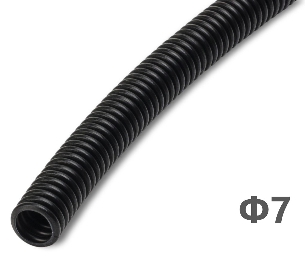 Гофрирана тръба Ф7, 320N, UV стабилизирана, цвят Черен, RAL 9005, 100м