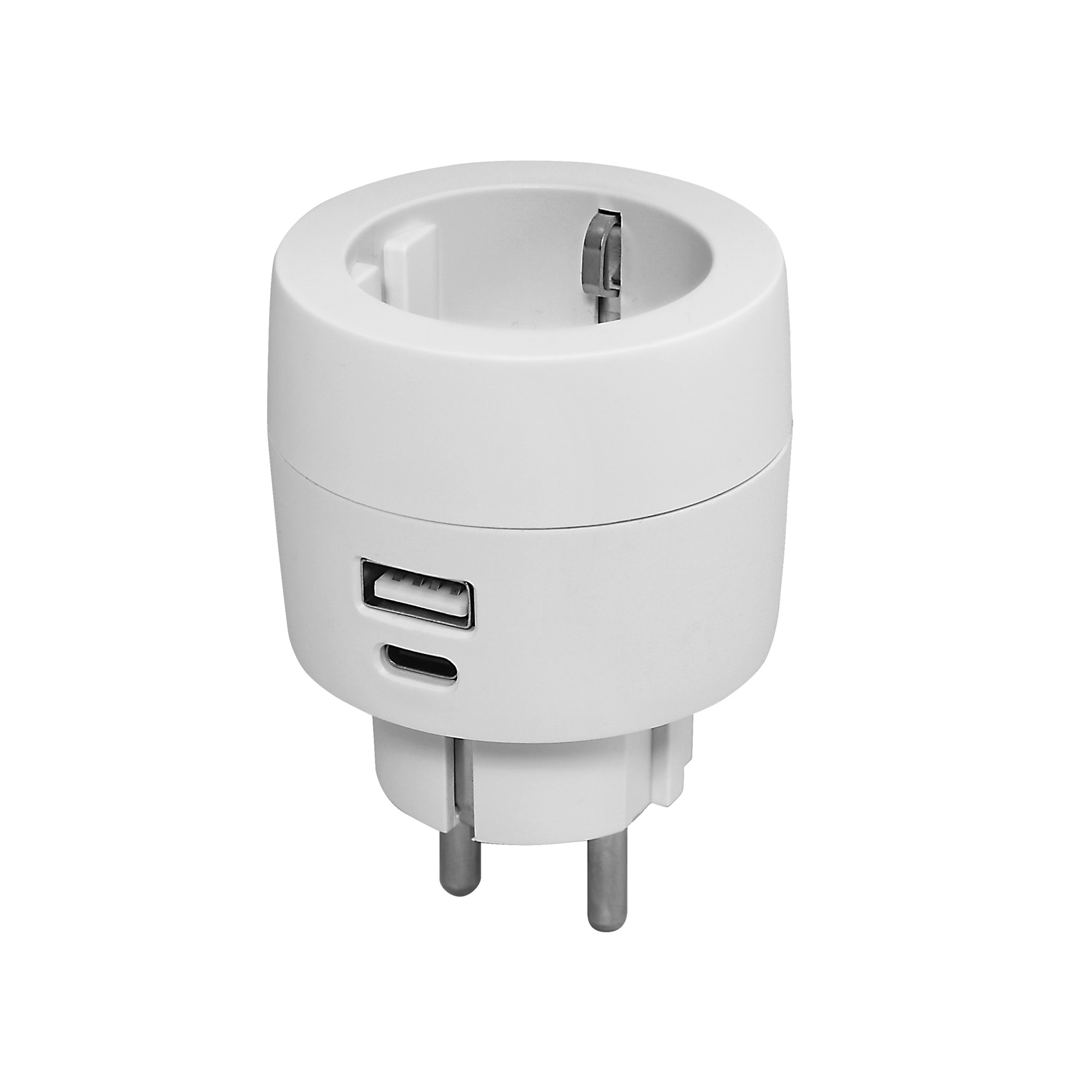 Адаптер за контакт, бял с USB A+C 1 х шуко, Commel
