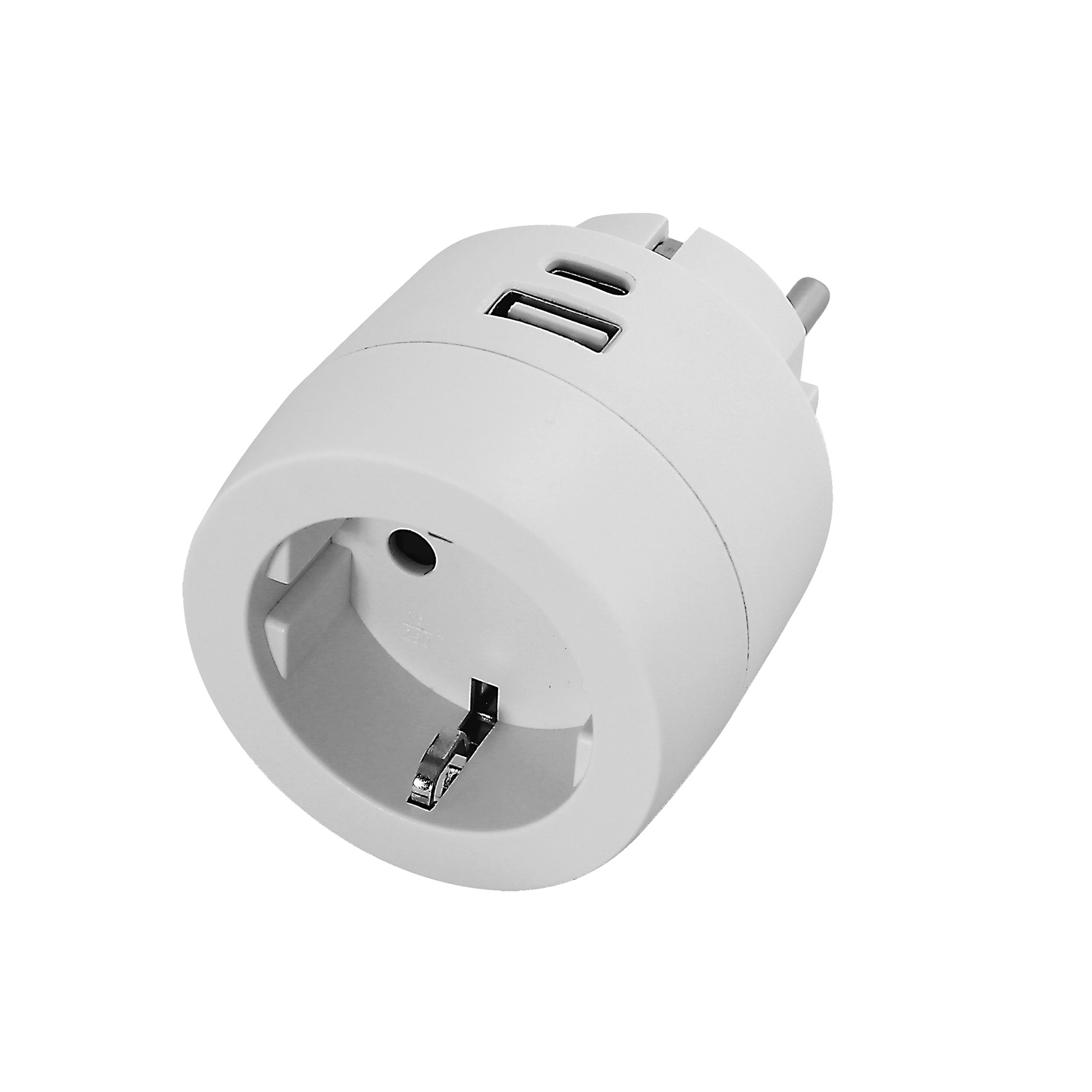 Адаптер за контакт, бял с USB A+C 1 х шуко, Commel