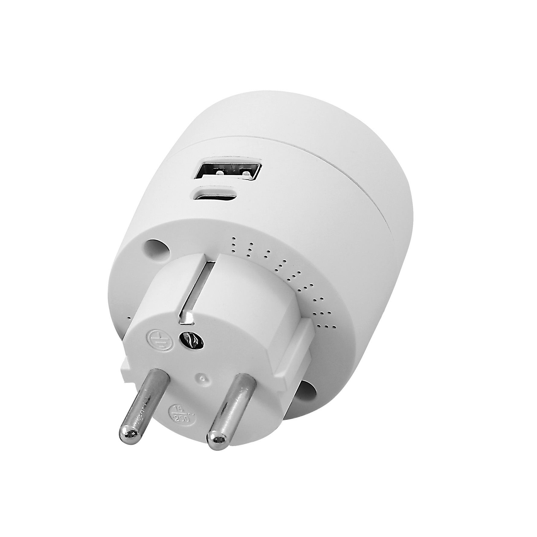 Адаптер за контакт, бял с USB A+C 1 х шуко, Commel