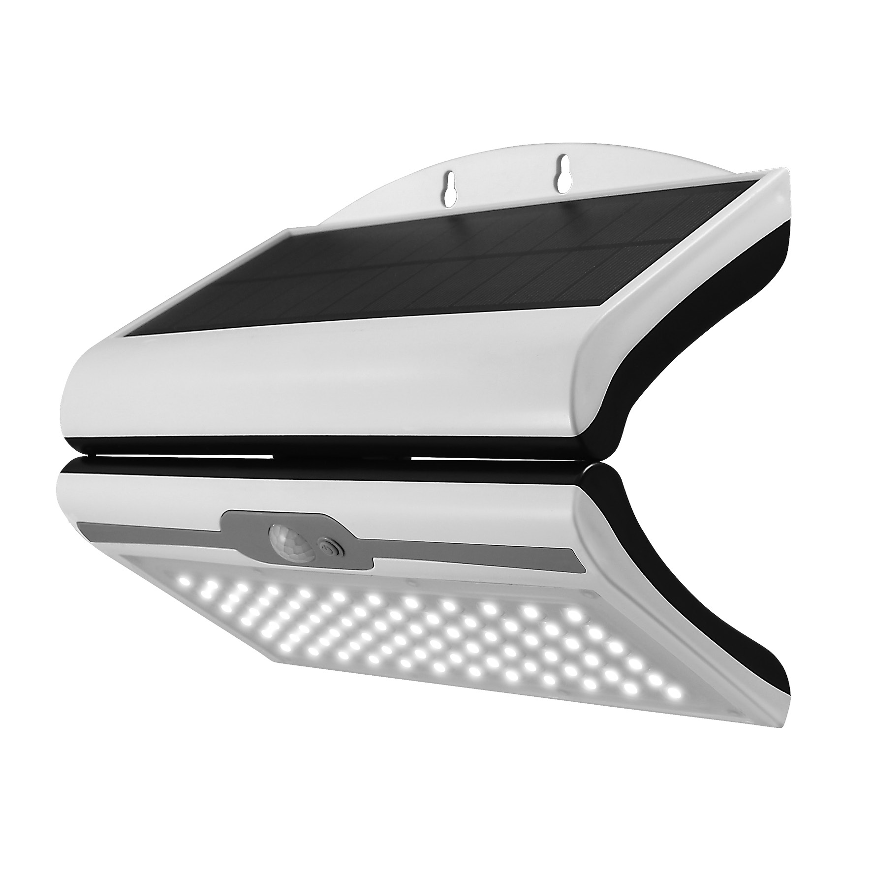 Прожектор LED, 4.5W 4000K, 800lm, IP44, бял, с датчик и соларен панел, с батерия 2Ah, Commel