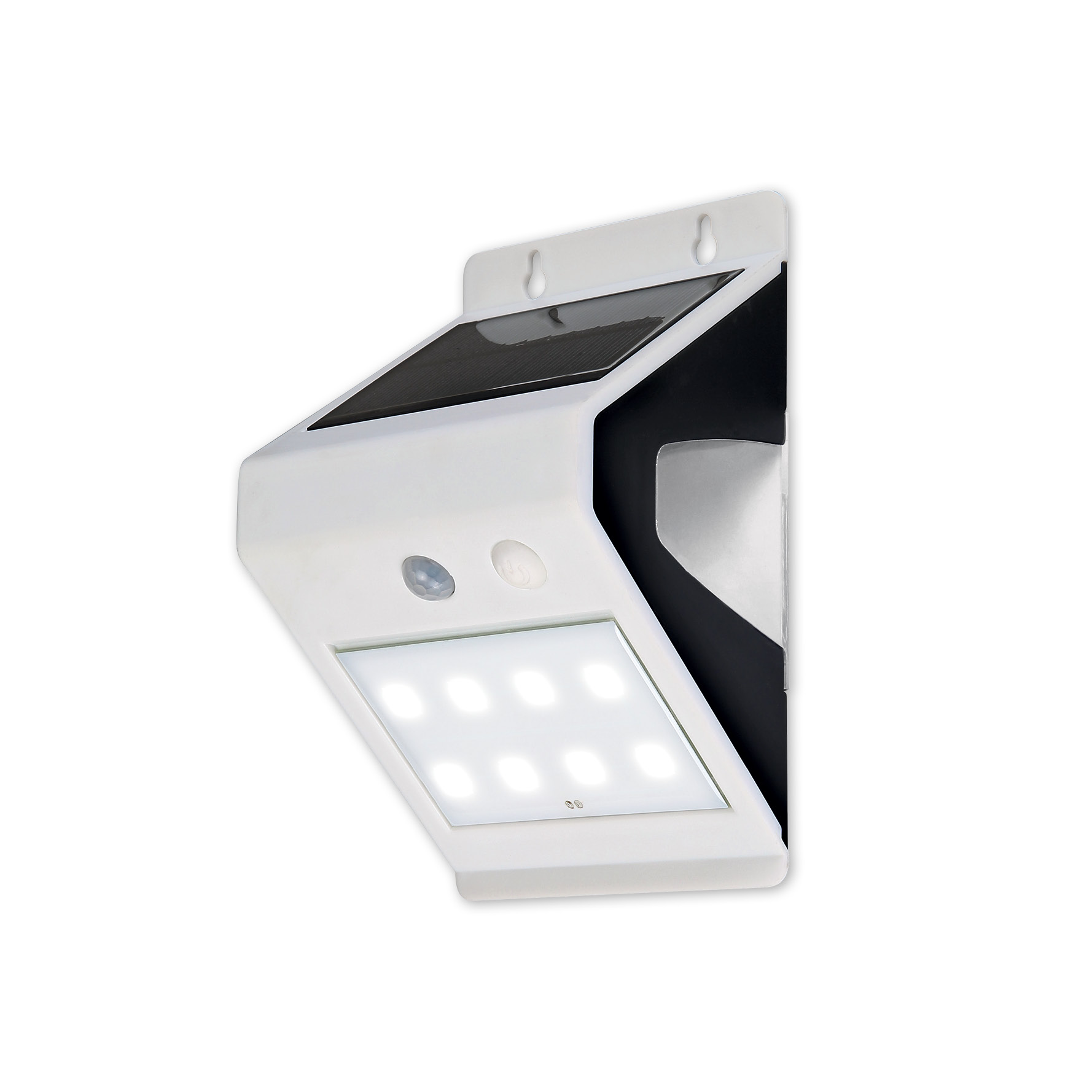 Прожектор LED, 3W 4000K, 200lm, IP44, бял, с датчик и соларен панел, с батерия 1.2Ah, Commel