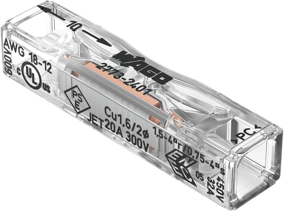 Бърза връзка Inline Wago, 2х0,75-4 mm2, Прозрачна, За твърд проводник