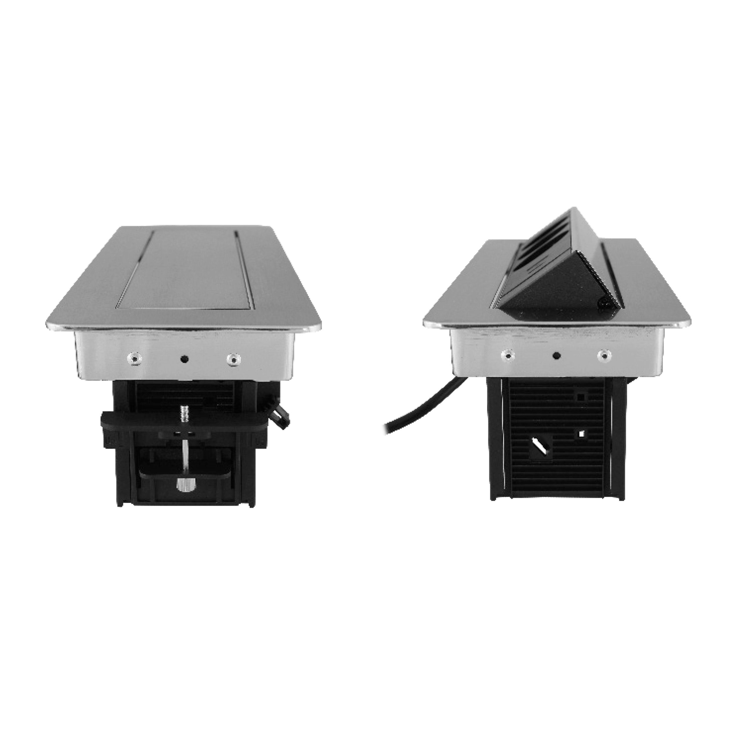 Мебелна кутия Pop-Up, С контакти 3х шуко, 2х USB тип A+C, кабел 2m, цвят Инокс, Commel