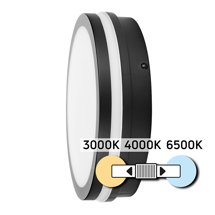 LED ВЛАГОЗАЩИТЕНА ПЛАФОНИЕРА С МИКРОВЪЛНОВ СЕНЗОР ЗА ДВИЖЕНИЕ, ЧЕРНА, 18W, 3000K/4000K/6500K, 220V-240V AC, IP54
