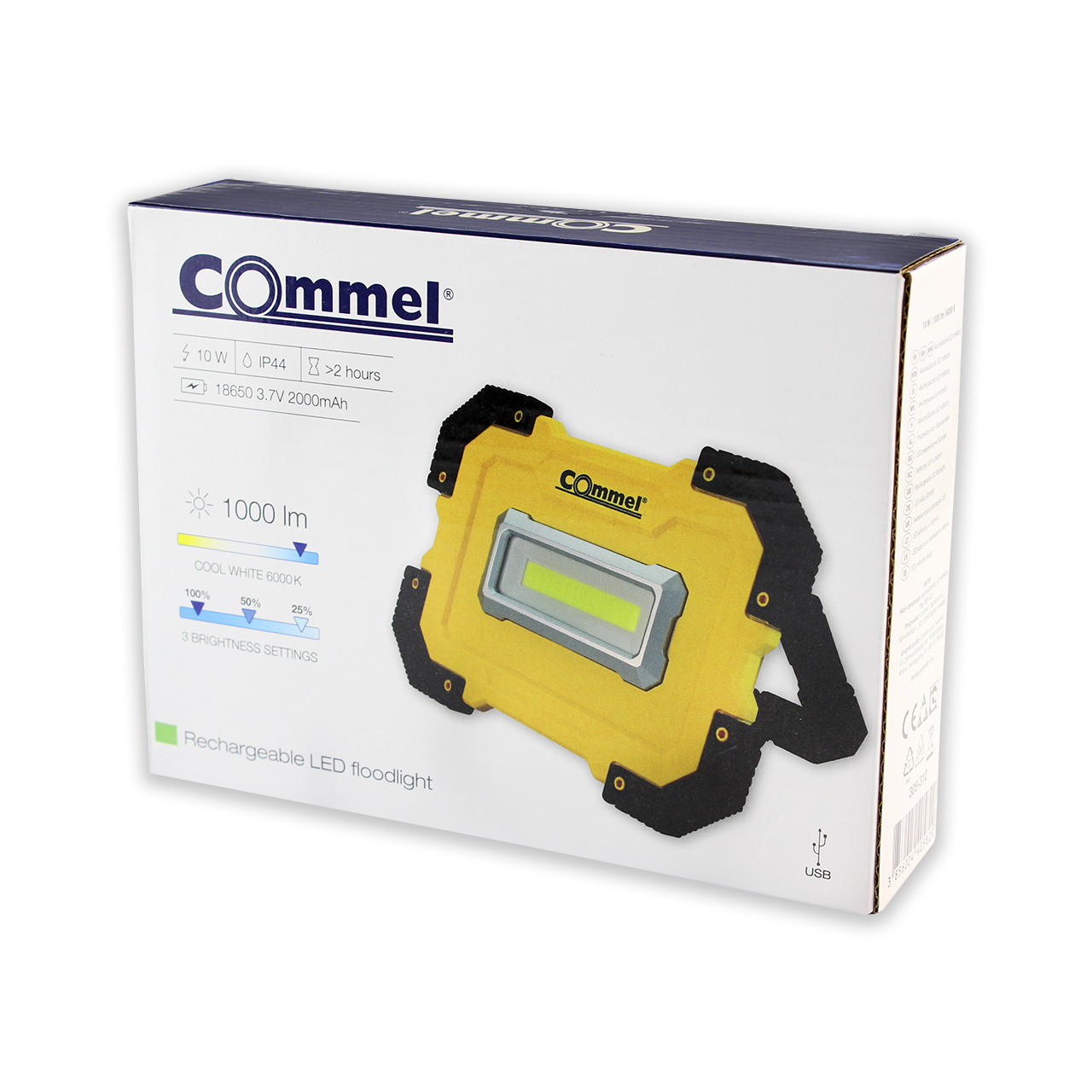 Работна лампа 10W 1000lm 6000K IP44 вградена батерия 2000mAh Commel