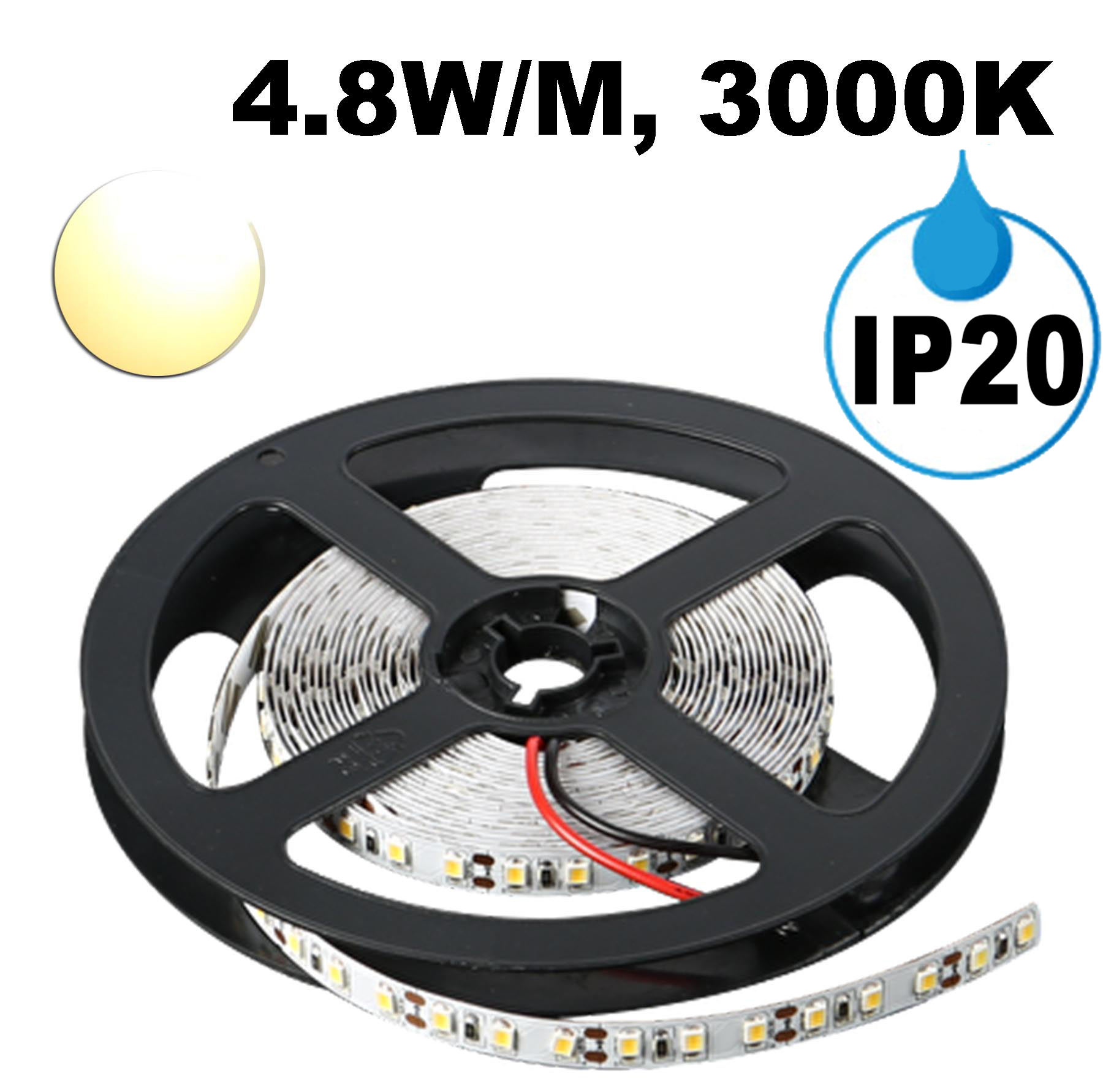 LED лента, 4.8W/m, 3000K, 12V DC, SMD2835, 60 LEDs/m, IP20 LED ЛЕНТА, 4.8W/M, 3000K, 12V DC, SMD2835, 60 LEDS/M, IP20