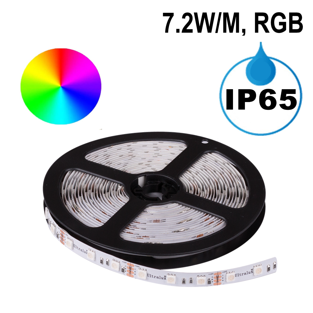 LED ЛЕНТА, 7.2W/M, RGB, 12V DC, SMD5050, 30 LEDS/M, IP65