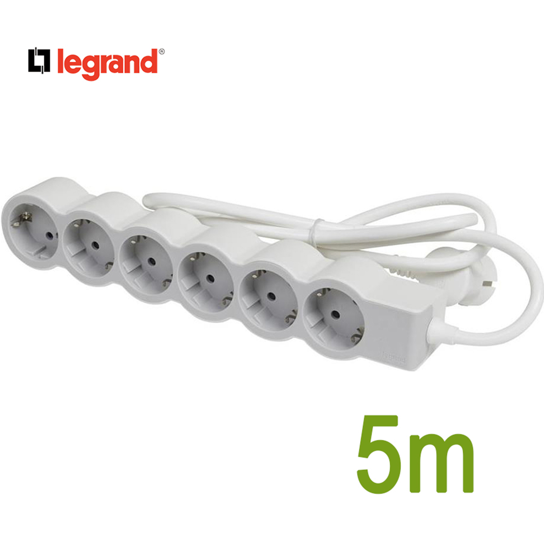 Разклонител БЯЛ 6x2P+E с кабел 5 метра / 3×1.5мм2 Standard NEW Legrand