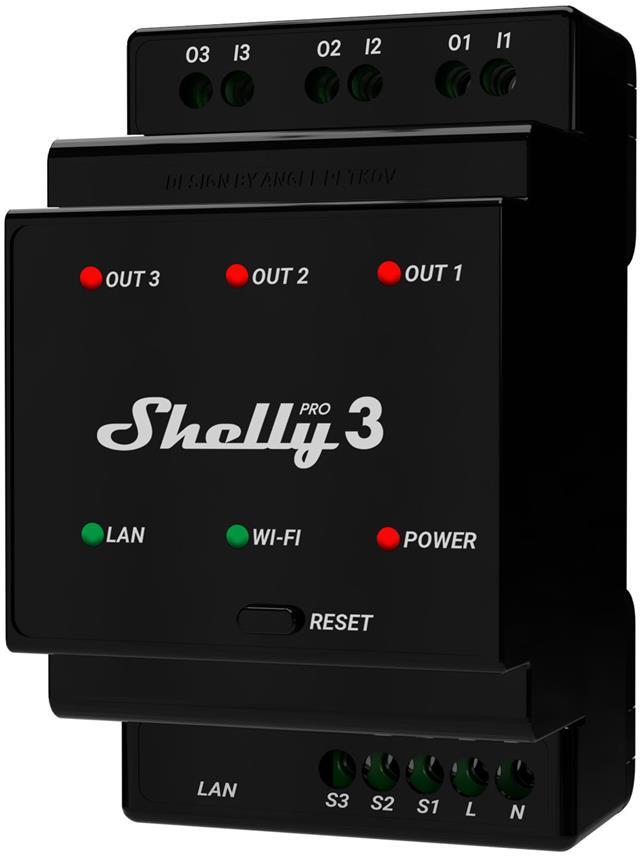Импулсно Smart реле 3х On/Off 16A (48A) за DIN монтаж Shelly PRO 3