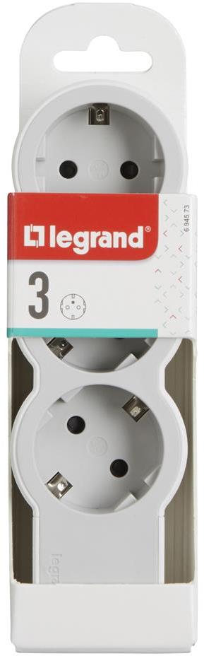 Разклонител БЯЛ 3x2P+E без кабел Standard NEW Legrand