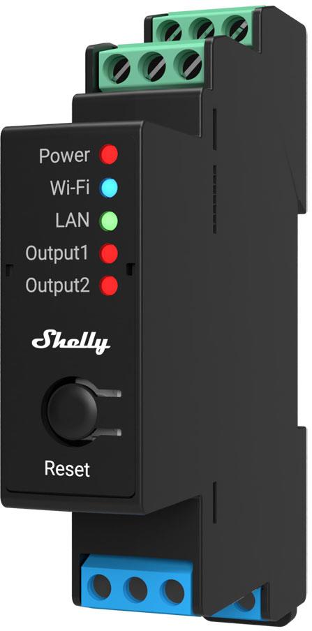 Импулсно Smart реле 2х On/Off 16A (25A) с мерител за DIN монтаж Shelly PRO 2PM